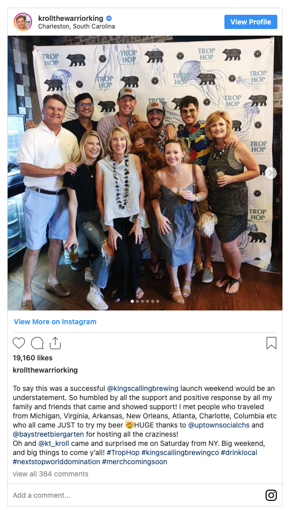 Austen Kroll Instagram Post