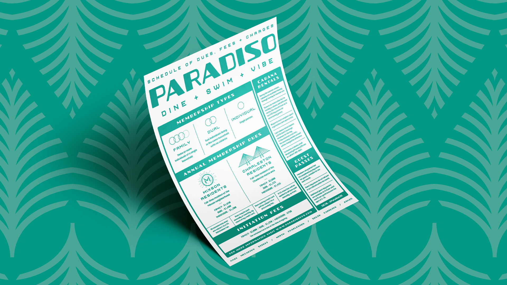 Paradiso Pricing Sheet